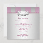 Sweet 16 Elegant White Pink Stripe Birthday Kaart (Achterkant)