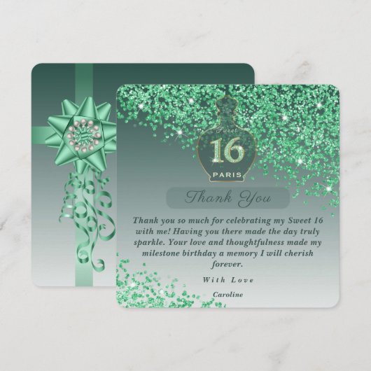 Sweet 16 Emerald Geurstudio Bedankt (Voorkant / Achterkant)