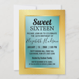 Sweet 16 Emerald Invitation with Gold Speckles Aankondiging