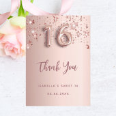Sweet 16 étoiles d'or rose carte de remerciements