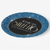 Sweet 16 Faux Blue Glitter Papieren Bordje (Gekanteld)