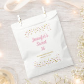 Sweet 16 Favor Bag Pink Gold Glitter Confetti Bedankzakje (Geknipt)