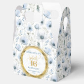 Sweet 16 Favor Box Boho Dusty Blue Floral Sparkles Bedankdoosjes (Geopend)