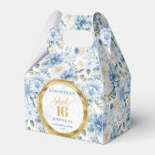 Sweet 16 Favor Box Waterverf Blue Boho Floral Bedankdoosjes (Voorkant Zijde)