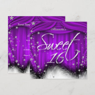 Sweet 16 Feest Paarse Veren 16e Verjaardag Kaart