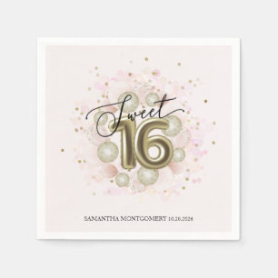Sweet 16 Feest Roze Goud Confetti Servet