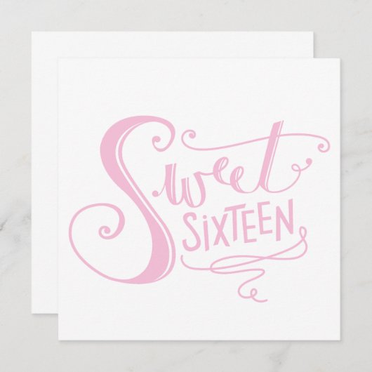 "SWEET 16" FEEST UITNODIGINGEN (Voorkant / Achterkant)