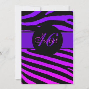 Sweet 16 fel-zebrastrepen verjaardagsuitnodigingen kaart