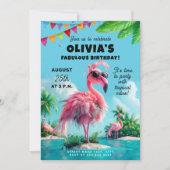 Sweet 16 Flamingo Pool Party Verjaardag Bash Kaart (Voorkant)