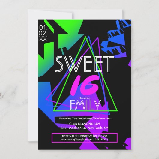Sweet 16 Flyer Club thème Invitation promotionnell (Devant)