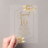 Sweet 16 Gilded Geometric Acrylic Invitation (In situ (ordinateur de poche))