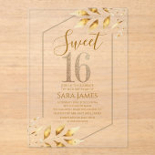 Sweet 16 Gilded Geometric Acrylic Invitation (Recto)