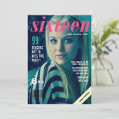 Sweet 16 Girls Magazine Hoesje Foto uitnodigen Kaart (Staand voorkant)
