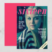 Sweet 16 Girls Magazine Hoesje Foto uitnodigen Kaart (Voorkant / Achterkant)