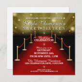 Sweet 16 Glamour Red Carpet Party Invitations (Devant / Derrière)