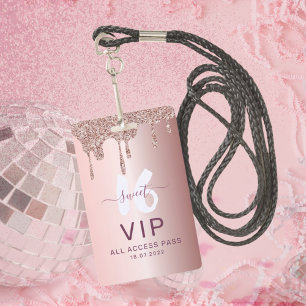 Sweet 16 Glitter Roze Gouden Verjaardagsuitnodigin Badge
