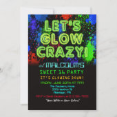 Sweet 16 Glow Party Birthday Invitation Kaart (Voorkant)