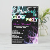 Sweet 16 Glow party uitnodigingen (Staand voorkant)