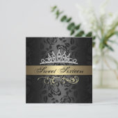 Sweet 16 Gold & Black Tiara Invitation Anniversair (Debout devant)