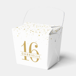Sweet 16 Gold Confetti - Persoonlijke mini-aanval Bedankdoosjes
