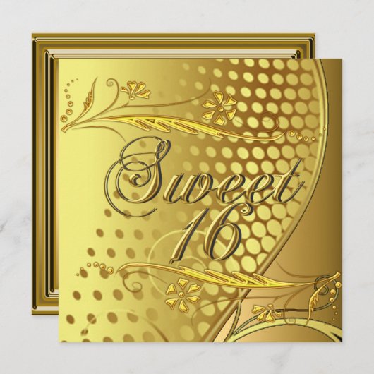 Sweet 16 Gold Elegant Invitation (Devant / Derrière)