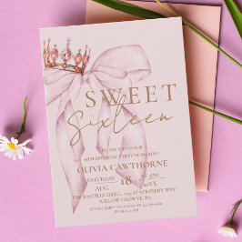 Sweet 16 Gold en Blush Pink Bow Verjaardag Kaart