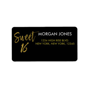 Sweet 16 Gold Foil Étiquette de adresse d'annivers