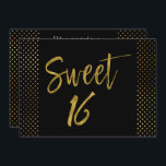 Sweet 16 Gold Foil Invitation Anniversaire<br><div class="desc">Sweet 16 Black et Faux Gold Foil Invitation d'anniversaire glamour pour une fête d'anniversaire Sweet sixteen.</div>