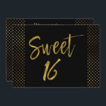 Sweet 16 Gold Foil Invitation Anniversaire<br><div class="desc">Sweet 16 Black et Faux Gold Foil Invitation d'anniversaire glamour pour une fête d'anniversaire Sweet sixteen.</div>