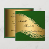 Sweet 16 Gold Green Elegant Invitation (Devant / Derrière)