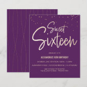 Sweet 16 Gold, legant, Simple Party Invite (Voorkant / Achterkant)
