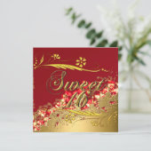 Sweet 16 Gold Red Elegant Invitation (Debout devant)