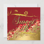 Sweet 16 Gold Red Elegant Invitation (Devant)