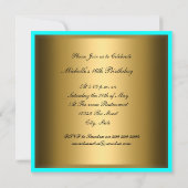 Sweet 16 Gold Turquoise Elegant Invitation (Dos)