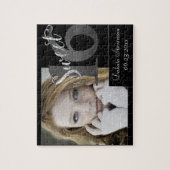 Sweet 16 | Grey Grunge Faux Zilveren Glitter Foto Legpuzzel (Verticaal)