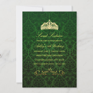 Sweet 16 | Groene Tiara & Damast Uitnodiging