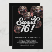 Sweet 16 Groovy Disco Ball Verjaardag Uitnodiging (Voorkant / Achterkant)