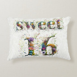 Sweet 16 Happy Birthday Wildflowers Tekst Accent Kussen