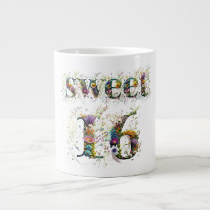 Sweet 16 Happy Birthday Wildflowers Tekst Extra Grote Beker