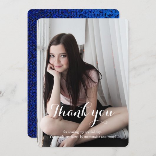 Sweet 16 - Hartelijk dank - blauwe kaart (Voorkant / Achterkant)