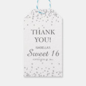Sweet 16 Hartelijk dank: White Silver Glitter Gift Cadeaulabel (Achterkant)