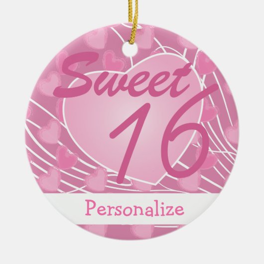 Sweet 16 Heart - Birthday Keramisch Ornament (Voorkant)