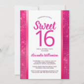 Sweet 16 Hot Pink Glam Virtual 16e Verjaardagsfees Kaart (Voorkant)