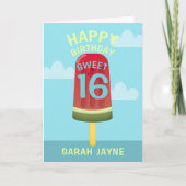 Sweet 16 Ice Cream Popsicle Verjaardag Kaart (Voorkant)