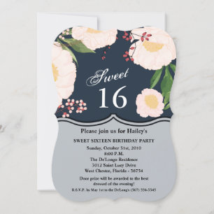 Sweet 16 Invitation Anniversaire Fleurs florales b