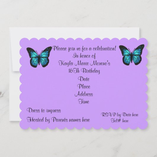 Sweet 16 Invitation arc-en-ciel (Dos)