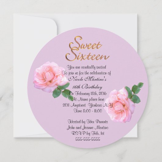 Sweet 16 invitation arc-en-ciel et papillon (Dos)