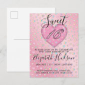 Sweet 16 Invitation avec Coeur Rose et Speckles (Devant / Derrière)