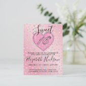 Sweet 16 Invitation avec Coeur Rose et Speckles (Debout devant)