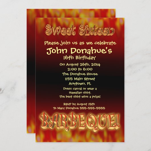 Sweet 16 invitation barbecue (Devant / Derrière)